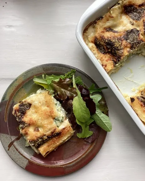 Rachel Roddy's Dish for Layered Pasta with Zucchini and Three Cheeses